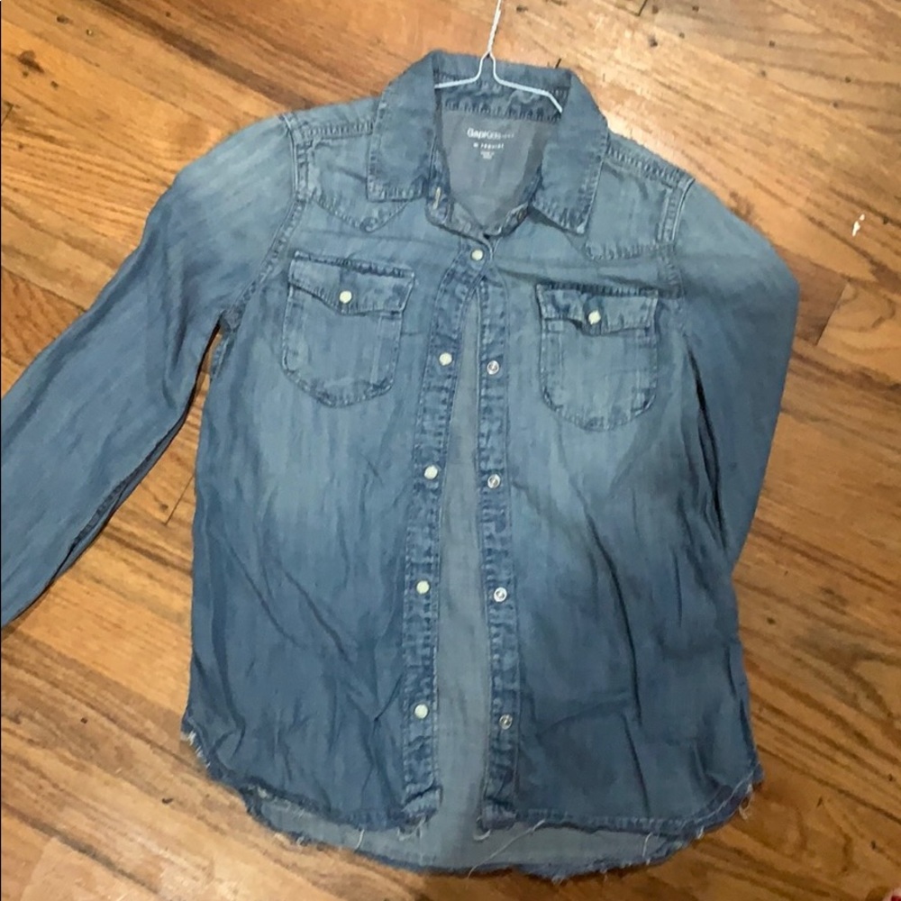lightweight button up jean shirt